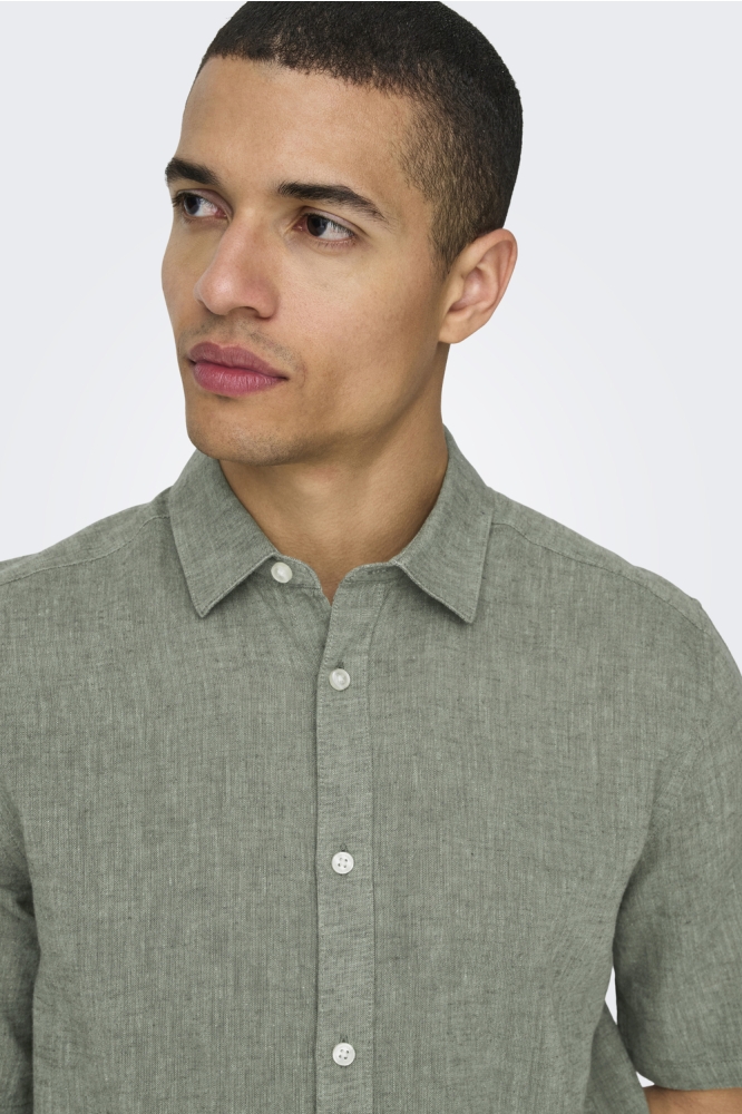 ONSCAIDEN SS SOLID LINEN SHIRT NOOS 22009885 Swamp